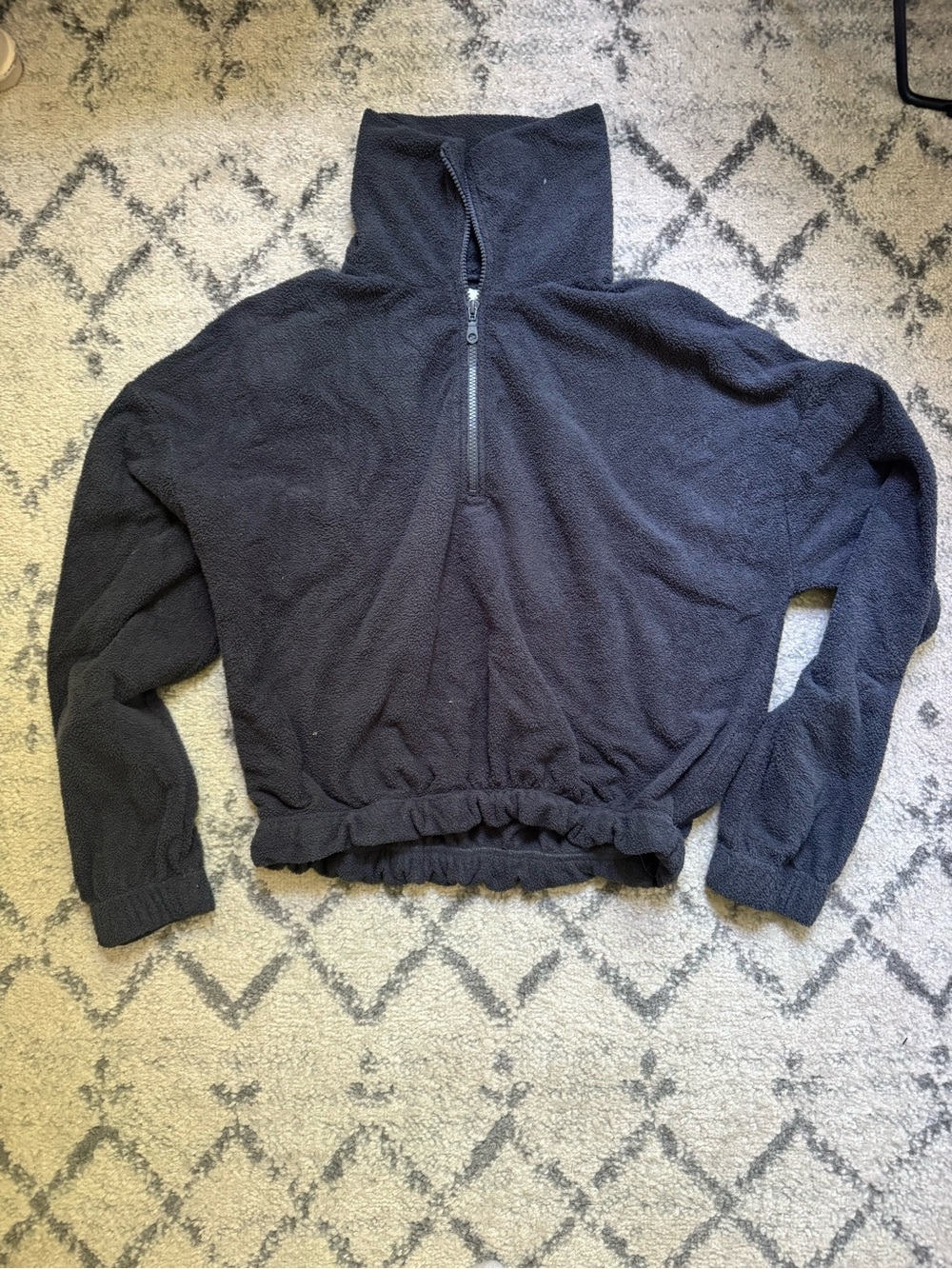 Casual Half-Zip Women's Fleece Pullover - Dark Grey